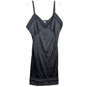 Vintage Velrose 100% Nylon Black Night Gown Lingerie Lace Mexico Women's Size 42